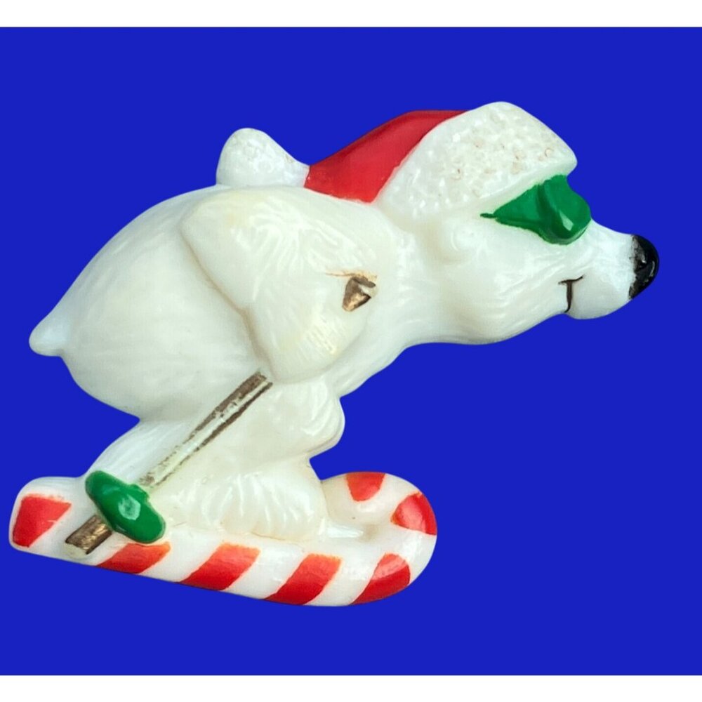 Hallmark Christmas Pin White Polar Bear Skiing Vintage1983